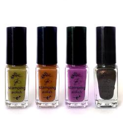 Stamping Polish Kit - Harvest (Halloween) (4 farver á 5 ml), Clear Jelly Stamper (u)